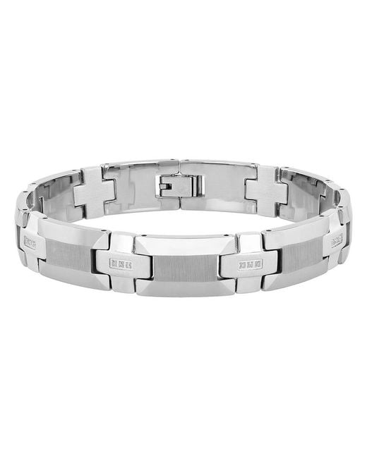 Robert Alton Metallic 1/8Ctw Diamond Tungsten High Polish Link Bracelet for men