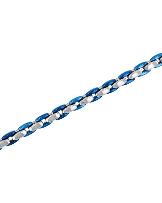 Robert Alton Blue Stainless Steel With & Finish Bracelet for men