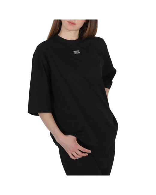 Burberry Black Logo Applique Cut-out Hem Oversized T-shirt