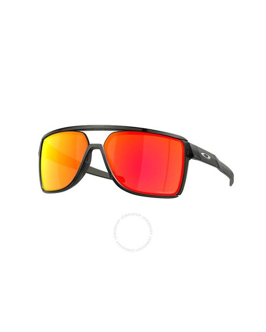 Oakley Red Castel Prizm Ruby Rectangular Sunglasses Oo9147 914705 63 for men