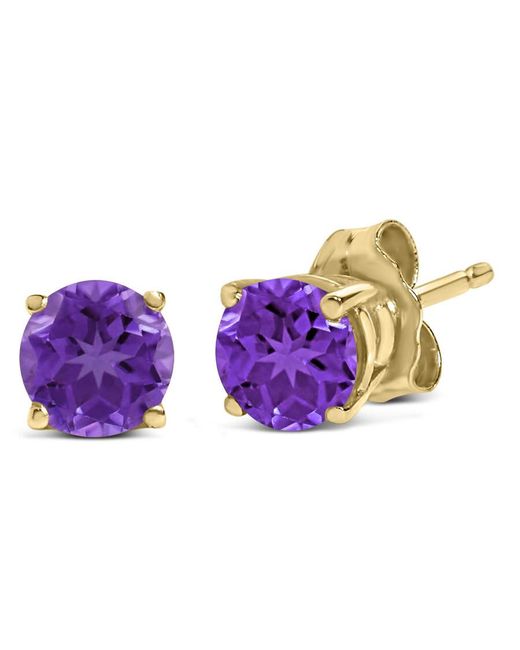 Haus of Brilliance Purple 14K 5X5Mm Round Amethyst Solitaire Stud Earrings