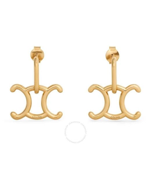 Céline Metallic Triomphe Lock Earrings
