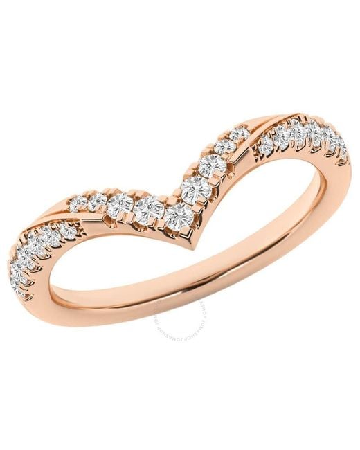 Brilliant Diamond Metallic 0.25 Carat 14K Rose Curve Stackable Diamond Ring For Lab Grown Diamond Wedding Band (F-G, Vs2) (Size-