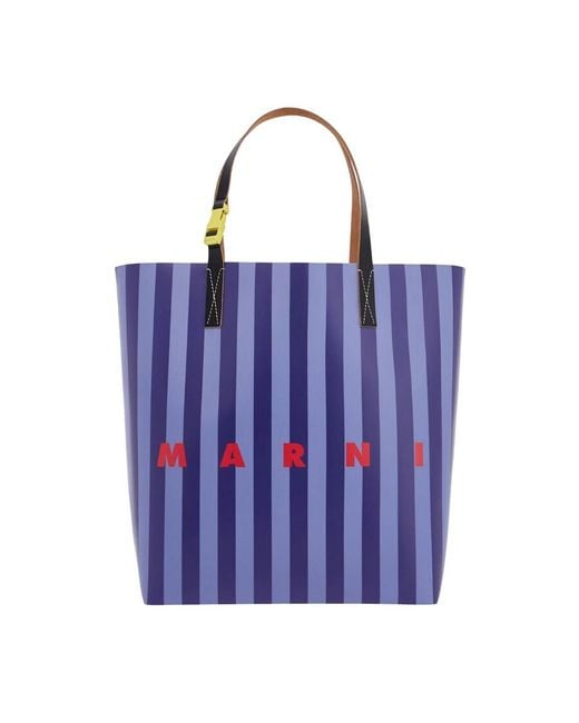 Marni Blue Logo Stripe Tribeca Shopping Bag for men