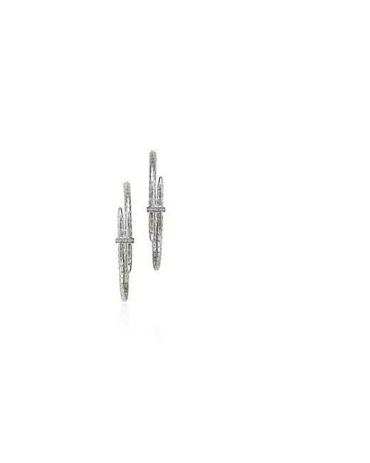 John Hardy White Spear Hoop Earring, Diamonds, Large