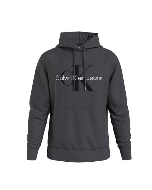 Calvin Klein Gray Seasonal Monologo Cotton Hoodie for men