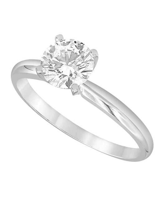 Brilliant Diamond Metallic 2..00 Carat 14K Round Cut Lab Grown Diamond Solitaire Ring For - Color/Clarity-Jsi