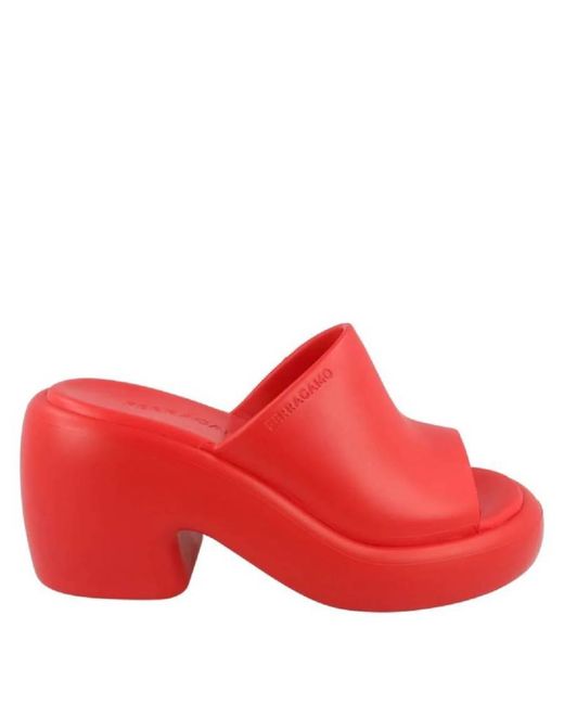 Ferragamo Red Deva Rubber Sandals