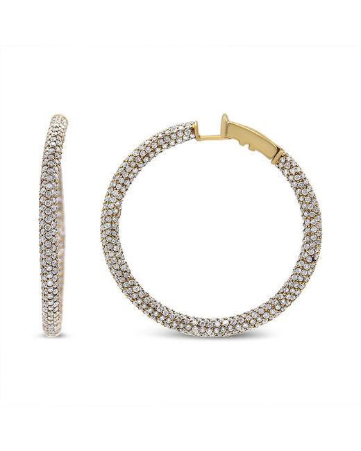 Haus of Brilliance Metallic 18k Re Gold 6.90 Cttw Pave Set Diamond Inside Out Eternity Hoop Earrings for men