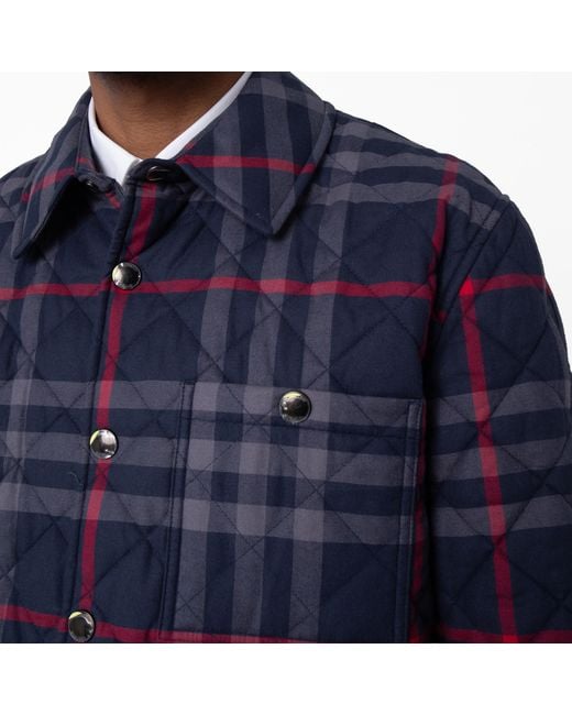 Burberry Blue Check-Collar Cotton Jacket for men