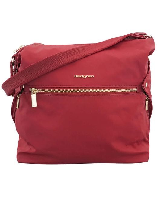 Hedgren Red Prisma Oblique Hobo Nylon Bag