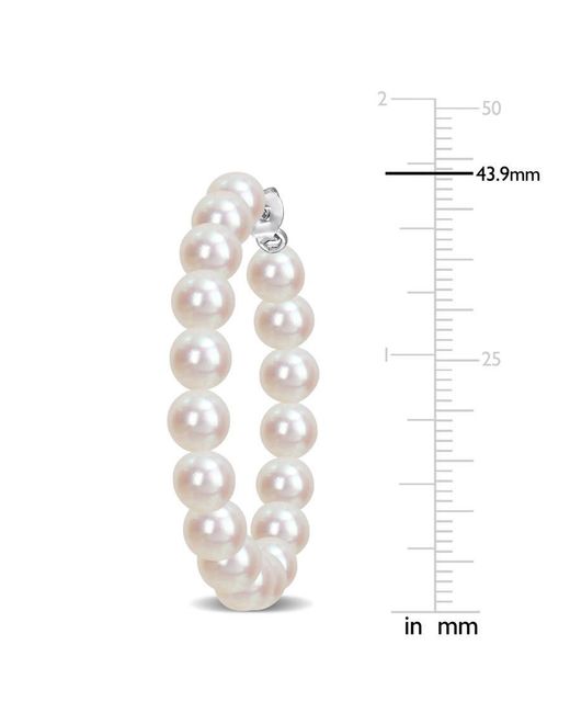 Amour White 6-6.5Mm Freshwater Cultured Pearl Hoop Earrings