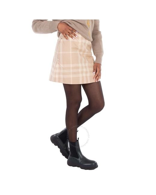 Burberry Natural Check Printed Mini Skirt, Brand Size 4 Us