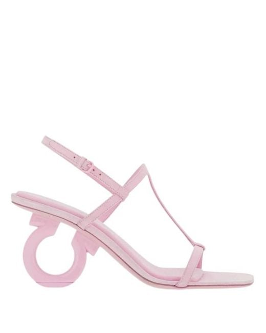 Ferragamo Pink Elina Gancini Heel Sandals for men