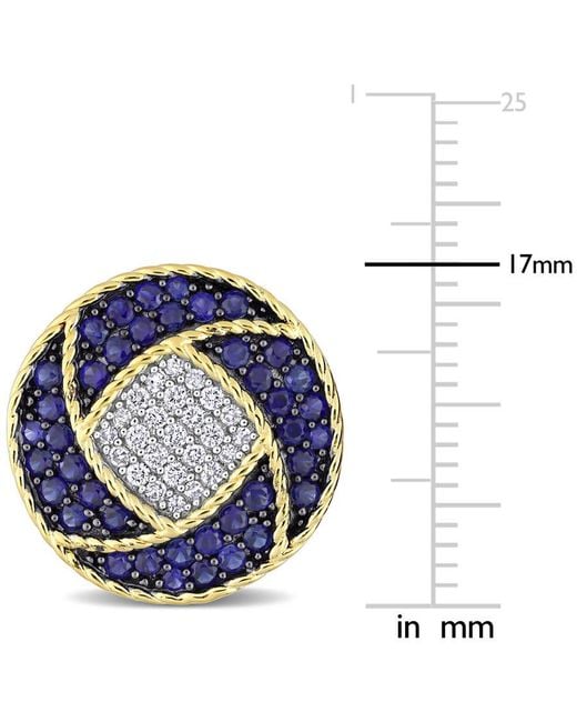 Amour Blue 1 1/2 Ct Tgw Sapphire And 1/3 Ct Tw Diamond Cufflinks for men