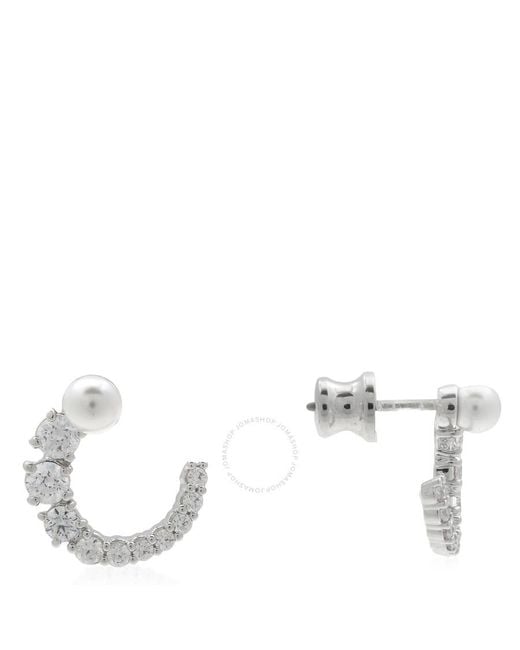 Swarovski Metallic Matrix Pierced Earrings Stud Circle Rhodium Shiny