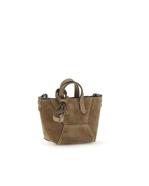 Brunello Cucinelli Brown Calf Leather Shoulder Bag