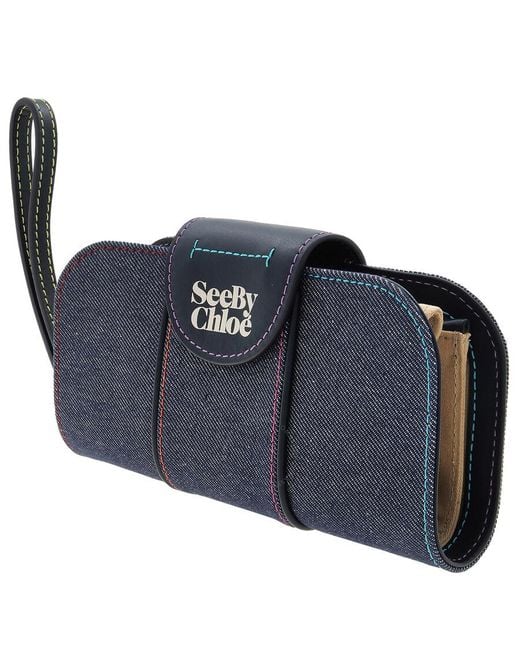 See By Chloé Blue Laetizia Long Folded Denim Wallet