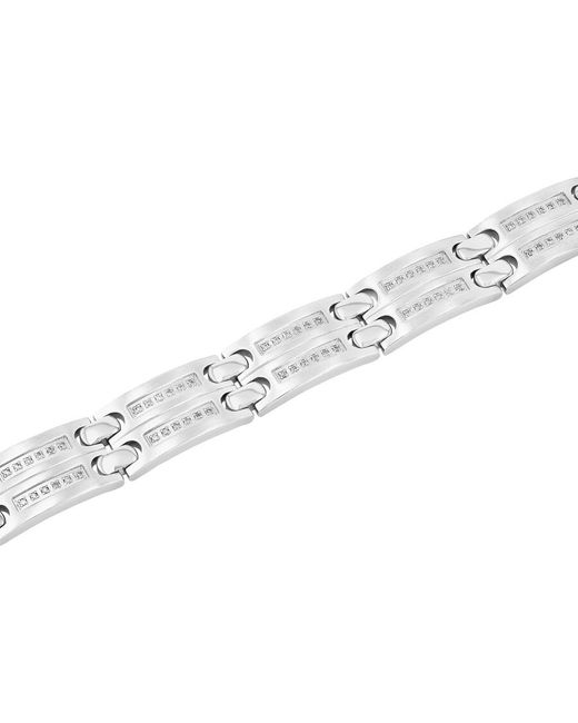 Robert Alton Metallic 1/2Ctw Diamond Stainless Steel Double Row Link Bracelet for men