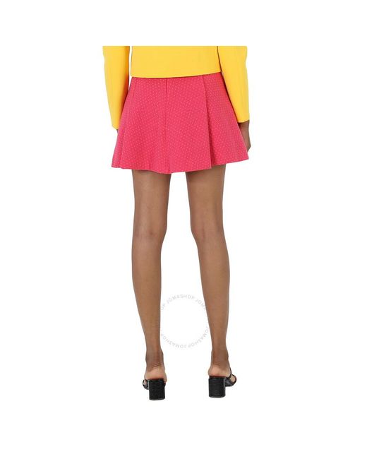 Moschino Pink Fuschia Polka-dot Tweed Mini Skirt