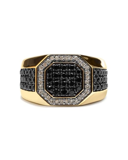 Haus of Brilliance Black 10K 1 1/4 Cttw And Treated Diamond Octagonal Halo Band Ring for men
