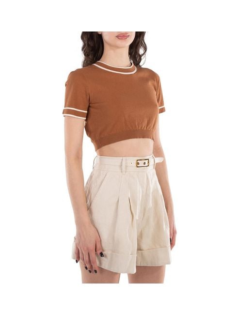 Max Mara Brown Uscio Cotton Blend Crop Top