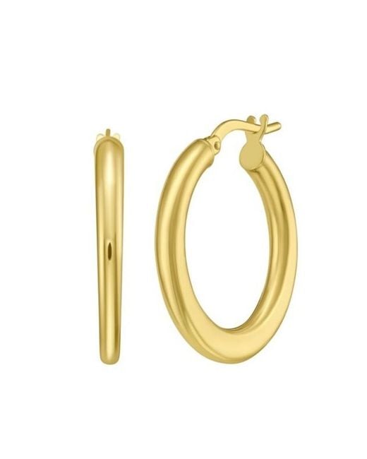 Tresorra Metallic 14K Graduated Flat Hoop Earrings