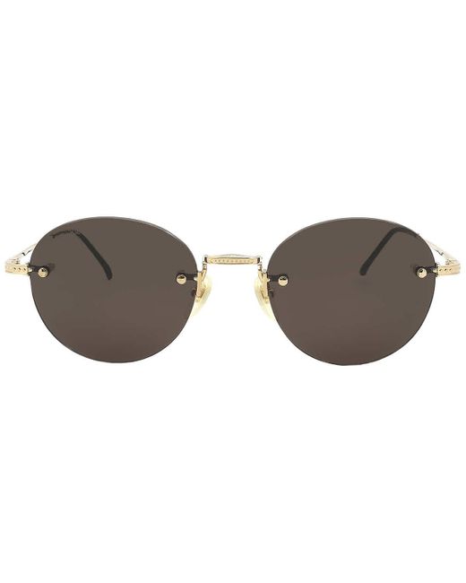 Calvin Klein Black Titanium Brown Round Sunglasses Ck22112ts 716 50