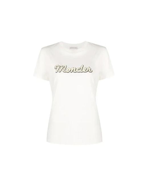 Moncler White Logo Patch Short-Sleeve T-Shirt