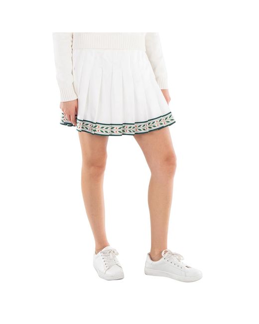 Casablanca White Ladies Pleated Silk Miniskirt