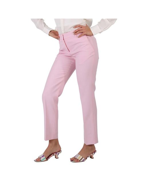 Burberry Pink Ladies Pale Candy Straight-Leg Tailored Trousers, Brand Size 4 (Us