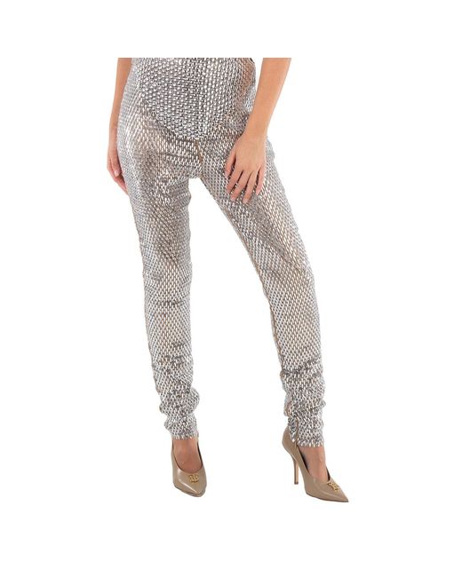 Burberry Multicolor Metallic Paillette-Embellished Mesh Leggings, Brand Size 4 (Us