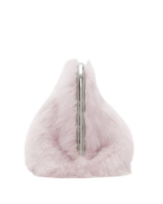 Burberry Pink Shearling B-Shaped Clutch