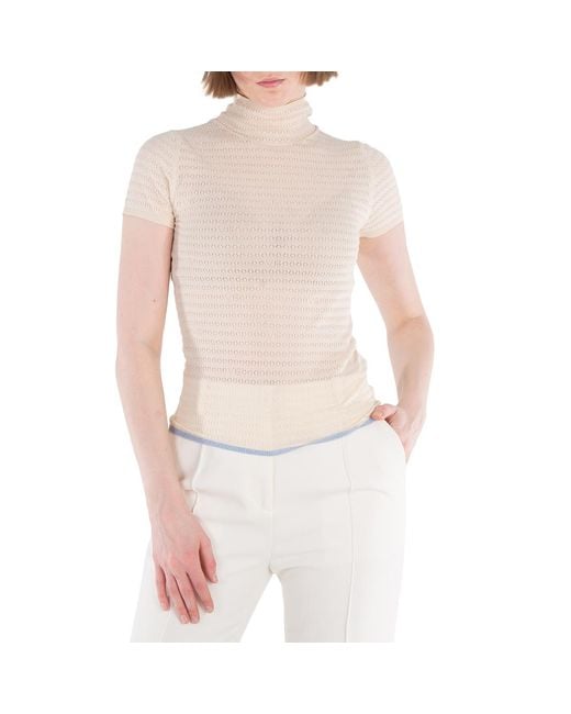 Victoria Beckham White Polo Neck Knitted T-Shirt