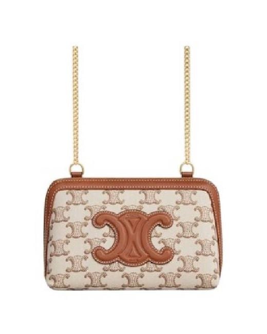 Céline Natural Clutch On Chain Cuir Triomphe Print
