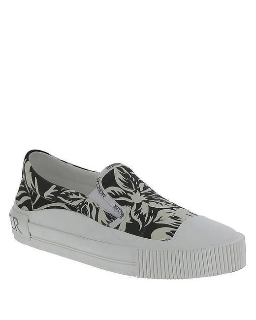 Moncler Black Glissiere Floral Print Slip-on Sneakers for men