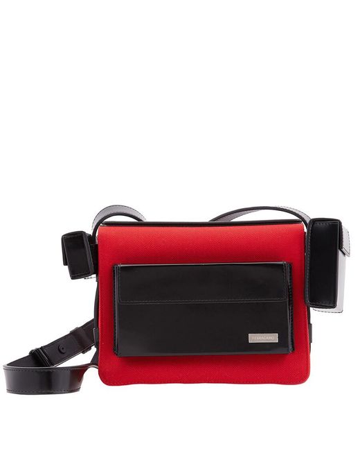 Ferragamo Red Adjustable Strap Crossbody Bag for men