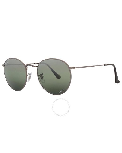 Ray-Ban Round Metal Chromance Silver/green Sunglasses Rb3447 004/g4 53 for men
