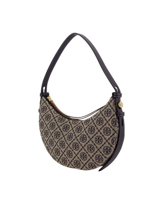 Tory Burch Gray T-Monogram Jacquard Shoulder Bag