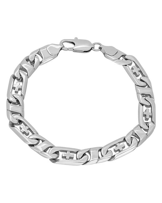 Robert Alton Metallic Stainless Steel Curb Link Chain Bracelet for men
