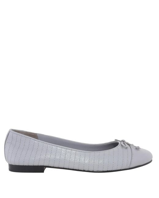 Tory Burch Gray Quilted Leather Ballet Flats