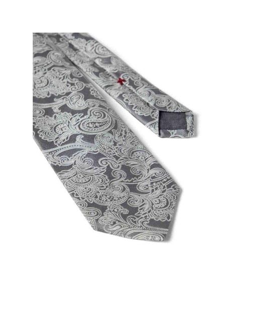 Brunello Cucinelli Gray Pearl Silk Paisley Tie for men