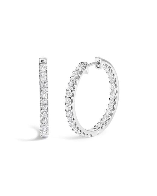 Haus of Brilliance Metallic 14K 3.00 Cttw Princess Diamond Inside Out Hoop Earrings