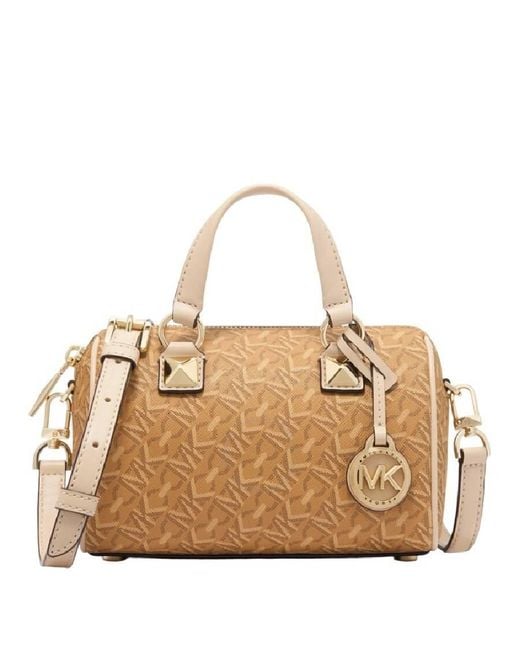 Michael Kors Natural Grayson Signature Logo Duffle Bag