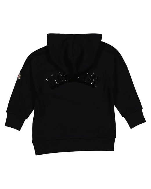 Moncler Black Girls Sequin Logo Hooded Jumper