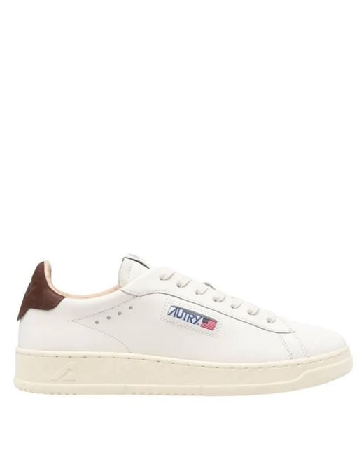 Autry White Dallas Leather Low-Top Sneakers, Brand Size 40 Us for men