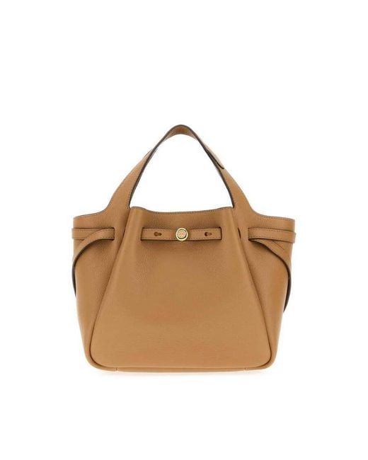 Tory Burch Brown Camel Leather Romy Bucket Bag Tiramisu Borse A Mano