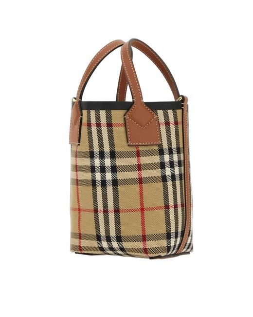 Burberry Metallic Embroidered Fabric London Bucket Bag Vintagechckabeige Borse A Secchiello