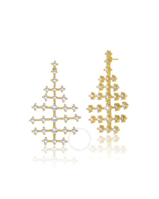 Rachel Glauber Metallic 14k Gold Plated Cubic Zirconia Drop Earrings