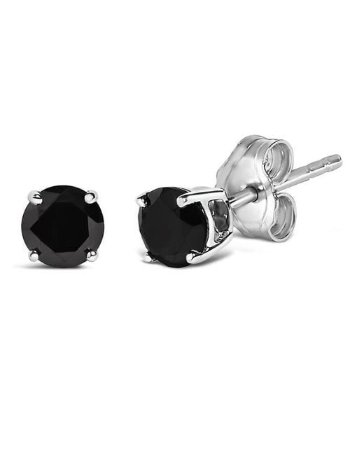 Haus of Brilliance Black 925 Sterling 3/4 Cttw Diamond Solitaire Stud Earrings
